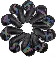 Montale Golf Iron Covers 10pcs, Golf Iron Head Covers Leather Golf Iron Covers Set Colorful Golf Iron Headcovers,Golf Club Head Covers for Iron Customize & Non-Customiz