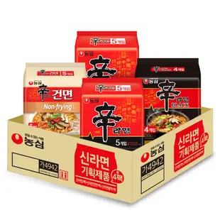 Nongshim 農心 辛拉麵 120g 10入+非油炸辛拉麵97g 5入+黑版辛拉麵 134g 4入