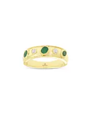 Bloomingdale's Fine Collection Emerald & Diamond Bezel Band in 14K Yellow Gold