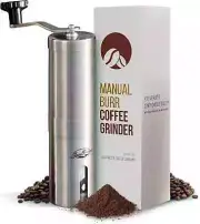 Manual Stainless Steel Coffee Grinder - 18 Adjustable Settings, Portable Conical