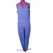 Athleta Brooklyn Textured Jumpsuit Blue With Purple Undertone Womans Size 16 Tag