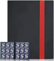FOME 540 Pockets Card Binder Holder, 9-Pocket PU Leather Trading Card Album With 30 Sheets, Band Closure Carrying Case for Yugioh MTG and Other TCG