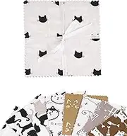 Soimoi Cat Print Precut 5-inch Cotton Fabric Quilting Squares Charm Pack DIY Patchwork Sewing Craft- Brown, Grey, Black & White