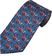 [Generic] Silk Navy Blue Tie with red and blue Ferguson Tractors