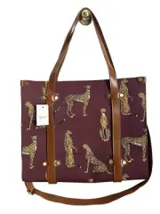 ModCloth Camp Director Canvas Tote Leopard Animal Print Purse Shoulder Bag NWT