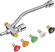 Foam Cannon Dual Connector Accessories with 1/4 Inch Quick Connection, Pressure Washer Double Tip Attachment with 5 Quick Connect Spray Nozzles, Snow Foam Lance Accessories for Car Motorcycle