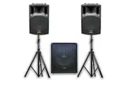 E-Lektron Trinity Q305 2200W Bluetooth Sound System with 2X12" inch Active Speakers 15" Active Subwoofer Stands for Event DJ Party Disco Night