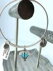 New Alex and Ani Blue Lotus Rafaelian Silver Expandable Bangle Bracelet $38