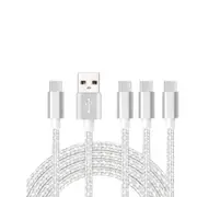 Catzon 1M 2M 3M 4Packs USB Type C Cable Nylon Braided Phone Cable Fast Charger Cable USB Cord -Silver