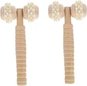 PACKOVE 2pcs Portable Wooden Roller Massager for Manual Muscle Relaxation for Face Neck Back Foot Massage Smooth Wood Design Lightweight Easy to Use
