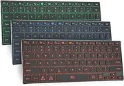 Rii Bluetooth Wireless Multiple Color Red Green Blue LED Backlit Keyboard with Rechargeable Battery 450mh for iOS Android and Windows Tablet PC Laptop Notebook MacBook