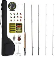 NetAngler Fly Fishing Rod & Reel Combo Beginner Kit, 4-Piece Rod With Free Rod Tip, 5wt Aluminum Reel, Fly Box Case, Fishing Flies, Extra Backing & Travel Case