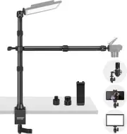 NEEWER TL253A+DS001 Table Camera Tripod with 2 Telescopic Arms, Phone Holder, Ba