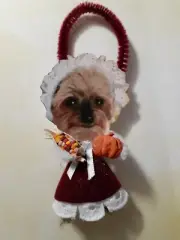Retro Vintage Style Chenille Thanksgiving Pilgrim Ornament Keepsake