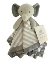 Cloud Island Gray Elephant Striped Satin Lovey Security Blanket Target NEW TAG