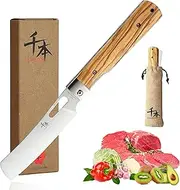 [SENBON] 440A stainless steel Ultra sharp pocket folding Chef knife peeling utility knife fruit knife Natural Olive Handle Camping BBQ trip Outdoor Portable kitchen knife