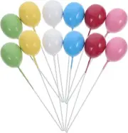 12Pcs Balloon Cake Topper Mini Balloons Toppers Round Cake Picks Colorful