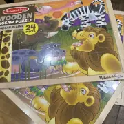 3 Of Melissa & Doug AfricanPlains 24pcs Jigsaw Puzzle in Wooden Tray Holder