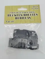 Pepperell-Parachute Cord Bracelet Buckles 15mm 5/Pkg-Black