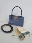 Tory Burch - Lee Radziwill - Croc Embossed Leather - BLUE - NWT