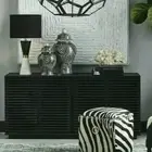 Black Finish 4 Door Solid Oak Wood Sideboard Buffet Cabinet Display Table Decor