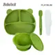 BeBeLock吸附型重磅餐盤+餐碗+離乳湯匙-碧湖綠