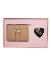 [Mocha] Paloma Small Wallet & Savannah Heart Key Ring Gift Pack 3B in Camel