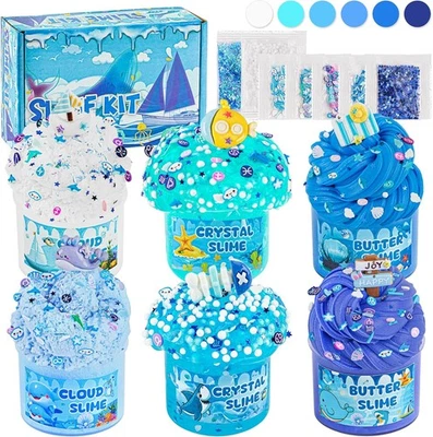6 Packs Slemes, Blue Slime Kit - Cloud Slime kit for Boys Girls Ages 8-12, for