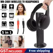 5 In 1 Wireless TV Headphones Home Headset For TV Watching TV Ear Microphone AU
