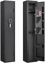 Steel Gun Safe Box Case 4 Rifles Cabinet 6 Pistols Holder Firearm Locker with LED Home Storage Security Lockbox Heavy Duty Organizer Digital Keypad