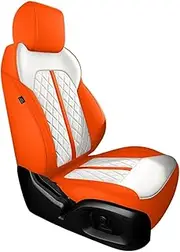Full Coverage Car Seat Cover， Car Seat Covers Compatible for Mg4 5 Zs Ev Hs Mulan One Custom Waterproof Leather Auto Accessories(1Pcs-Orange White)
