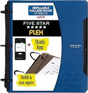 Five Star Flex Refillable Notebook + Study App, College Ruled Paper, 1 Inch TechLock Rings, Pockets, Tabs and Dividers, 200 Sheet Capacity, Blue (29328AD2)