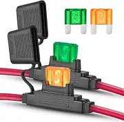 Nilight 2PCS Inline Maxi Fuse Holder 10 Gauge AWG Tin Plated Copper 12V Inline Fuse Holder 30A 40A Maxi APX Fuse IP67 Waterproof Maximum 60A Fuse Link for Car Truck Marine Boat
