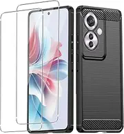Electro-weideworld Case for Oppo Reno 11 F 5G With Screen Protector, Shock-Absorption Flexible Silicone Protective Cover