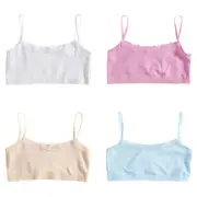 Girls Cotton Built-Up Stretch Sports Bra Soft Stretchy Cotton Bras Cami Strap