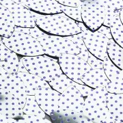 Navette Leaf Sequin 1.5" Purple Polka Dot on Silver Metallic