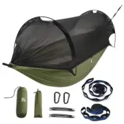 Camping Hammock -Portable Hammock w/Spacious Net & Tree 106" x 55” Green