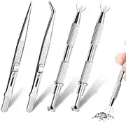 GTILE 4 Pcs Piercing Ball Grabber, Jeweler's Pick Up Tool With 4-Claw for Small Parts, IC Chip Electronic Components, Nails Clamping
