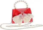 [WRITWAA] Chic Princess Aesthetic Chain Bag Pearl Bow Shoulder Bag for Chinese New Year Money Packet Girls Mini Handbag Perfect Present for Girls