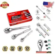 Precision 3-Piece Quick-Release Ratchet Wrench Set in Chrome Vanadium Steel