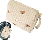 Diaper Bag Tote, Portable Stroller Baby Diaper Bag with Cute Pattern, Quilted Cotton Nappy Storage Handbag, Stroller Storage Bags with Zipper for Outdoor Shopping and Travel