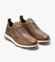 NIB Cole Haan 4.ZEROGRAND Wingtip Oxford Shoes Men's US 9 Ivory-Coffee C38898