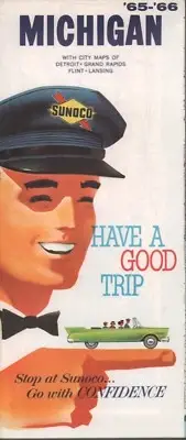 1965 Sunoco Road Map: Michigan NOS