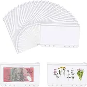 25Pcs A5 Binder Pockets, BetterJonny 6 Holes Zipper Cash Envelopes Clear Pouch Folders Waterproof PVC Document Pouch Filing Bags for 6-Ring Budget Binder Notebook Loose Leaf