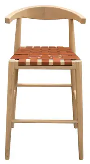 Elliot Genuine Leather Barstool - Set of 2 (Natural)