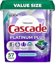 [Cascade] Platinum Plus Dishwasher Pods, Dishwasher Detergent, Dish Detergent Soap, Mountain, 57 Count