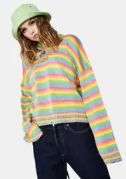 [The Ragged Priest] Glow Up Rainbow Knit Sweater