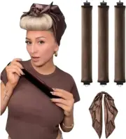 ZANZER (4 Pack)Jumbo Hair Heatless Curling Rod with Headband, Heatless Headba...