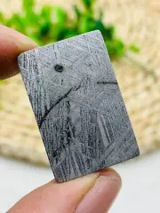 Muonionalusta meteorite square, etched&polished, Swedish M iron meteorite 11g
