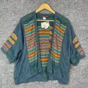 NEW Peruvian Connection Funky Art-to-Wear Patchwork Kimono Knit Jacket Sz M/L